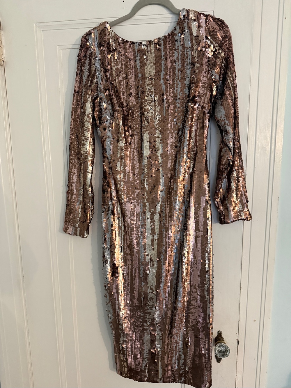 Dress the Population Rose Gold Sequin Long Sleeve Sheath Dress